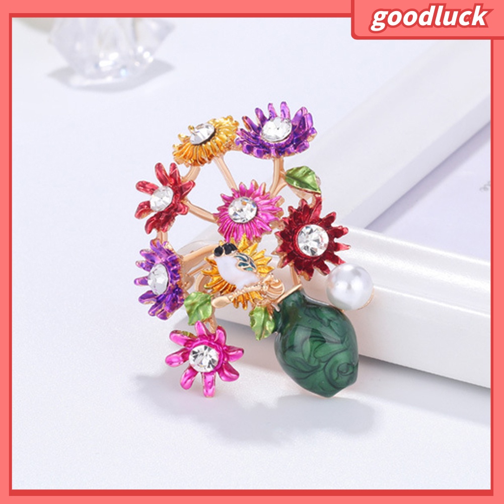 Ghim Cài Áo Hình Bình Hoa Đính Đá Nhân Tạo Thời Trang Cho Nữ