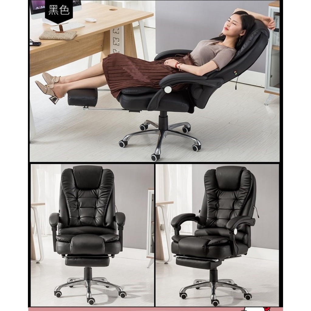 Ghế xoay da cao cấp có massage 7 điểm chân nhôm TM906