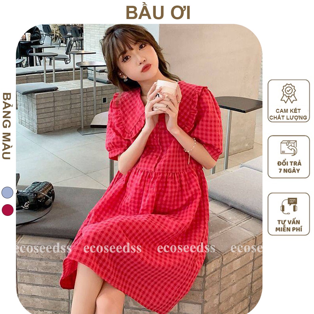 [BAUOII V73] VÁY BẦU CÔNG SỞ KẺ CARO HÀNG THIẾT KẾ - ĐẦM BẦU MÙA HÈ ĐẸP KIỂU DÁNG THANH LỊCH TRẺ TRUNG FREE SIZE