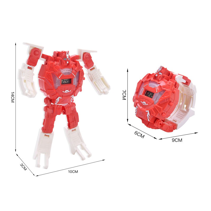 Đồ chơi đồng hồ đeo tay nhiều màu đèn lấp lánh biến hình robot 2in1 dành cho bé trai và bé gái