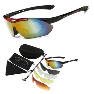 Bộ Kính Đạp Xe Kính Thể Thao Đi Phượt 5 Trong 1 Chống Tia Cực Tím Đa Năng Kính Râm Đạp Xe Câu Cá Mai lee