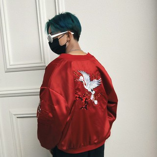 [Có sẵn] Áo khoác bomber thêu hạc #070