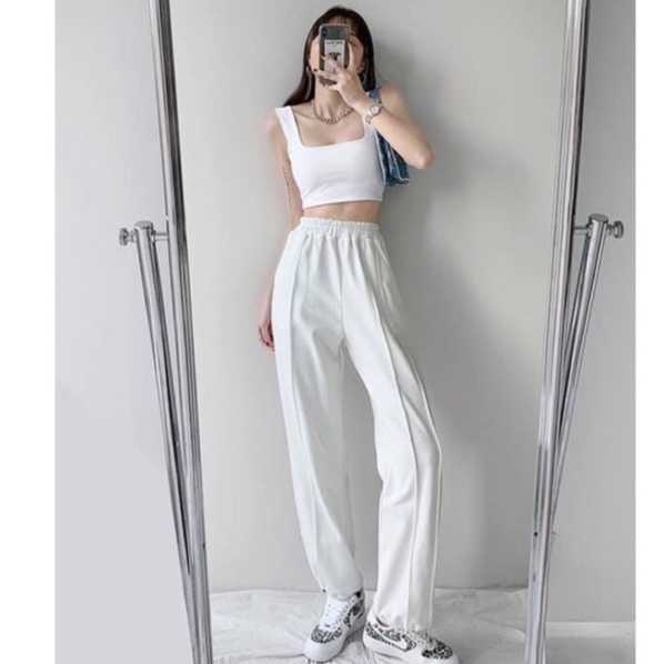Áo croptop hai dây bản to cổ vuông, áo ba lỗ sát nách cổ vuông chất cotton bo zip co dãn Vati