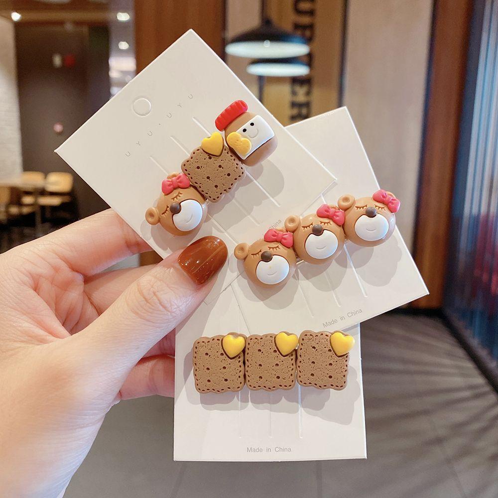 Kẹp Tóc Hình Bánh Quy / Gấu Hoạt Hình Đáng Yêu Cho Nữ VANES1