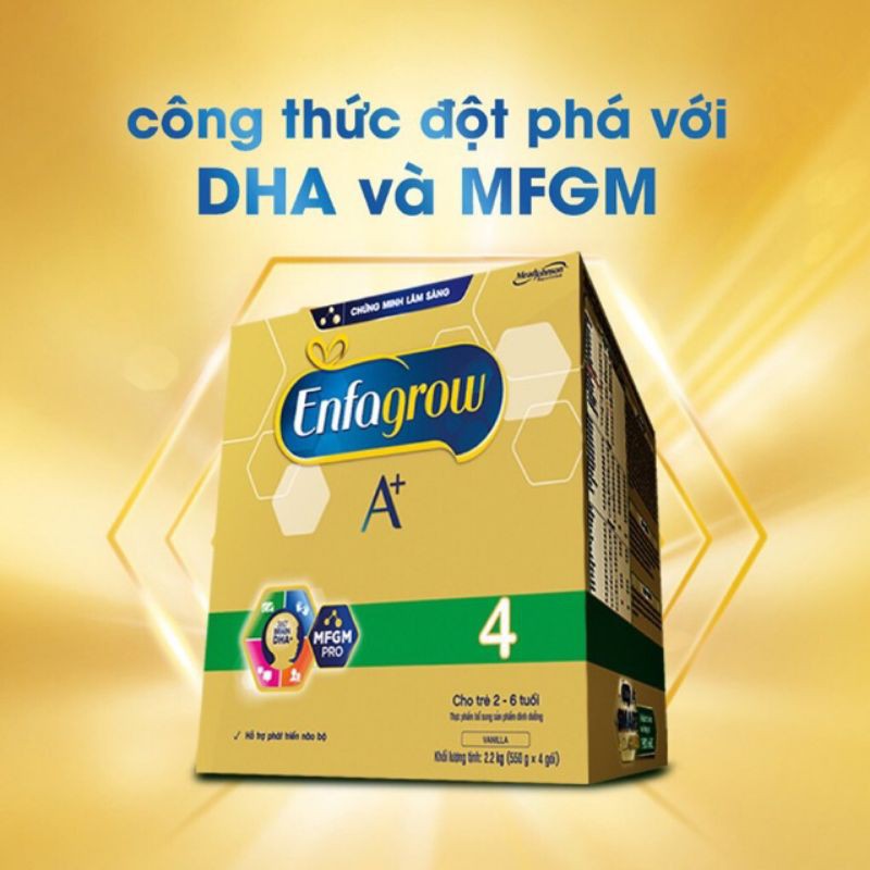 (Hsd T2-2022) Sữa bột Enfa A+ số 4 hộp giấy 2.2kg cho bé 2-6 tuổi (Enfagrow A+)