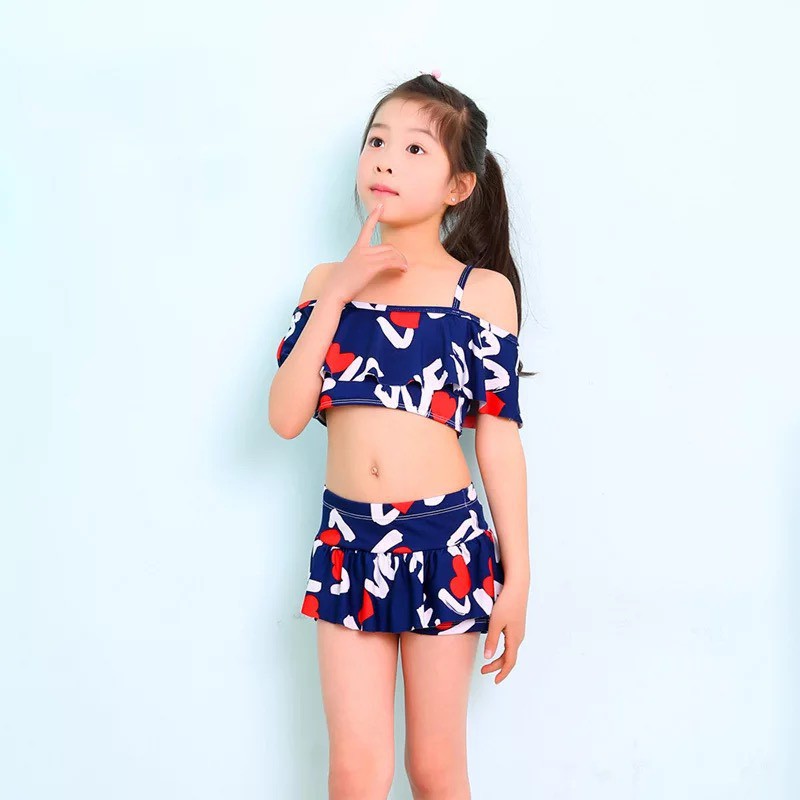 Bộ đồ bơi bikini bé gái 2 mảnh họa tiết cho bé từ 5-10 tuổi( SẴN)
