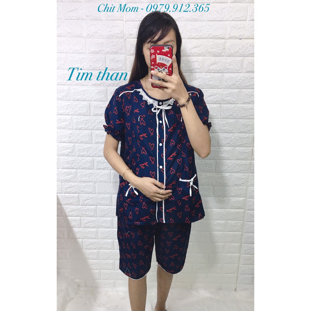 Bộ bầu và sau sinh CỘC TAY chất kate thái mặc nhà cho con bú - 𝐁𝐋𝟐𝟖