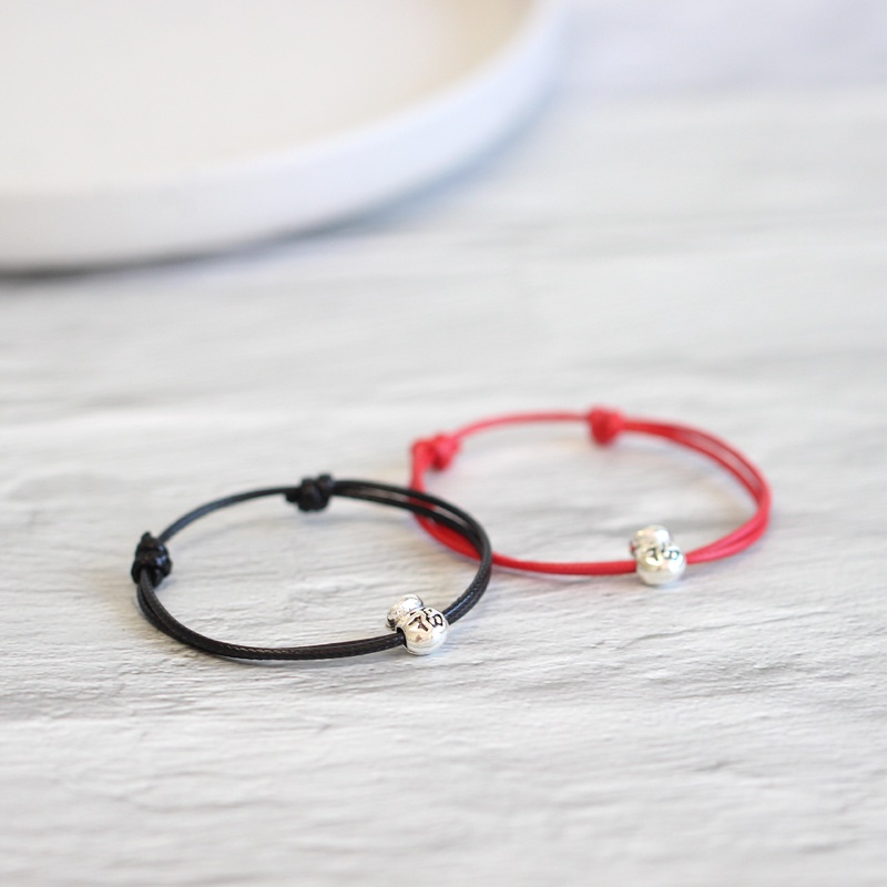 Vòng Tay EBI Chỉ Đỏ Phối Cham Bạc Túi Tiền May Mắn Dây thắt rút tùy chỉnh độ rộng phù hợp cho nam và nữ