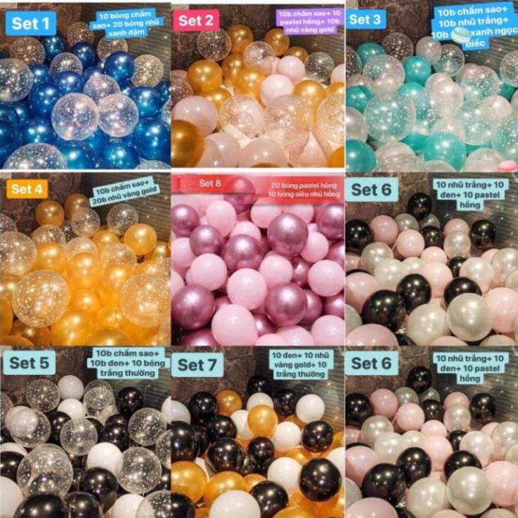 Bong Bóng mix màu trang trí sinh nhật set 30 bóng