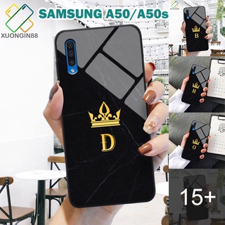 Ốp lưng Kính Samsung A50/50s in 3D hình chữ cái vân đá cẩm thạch
