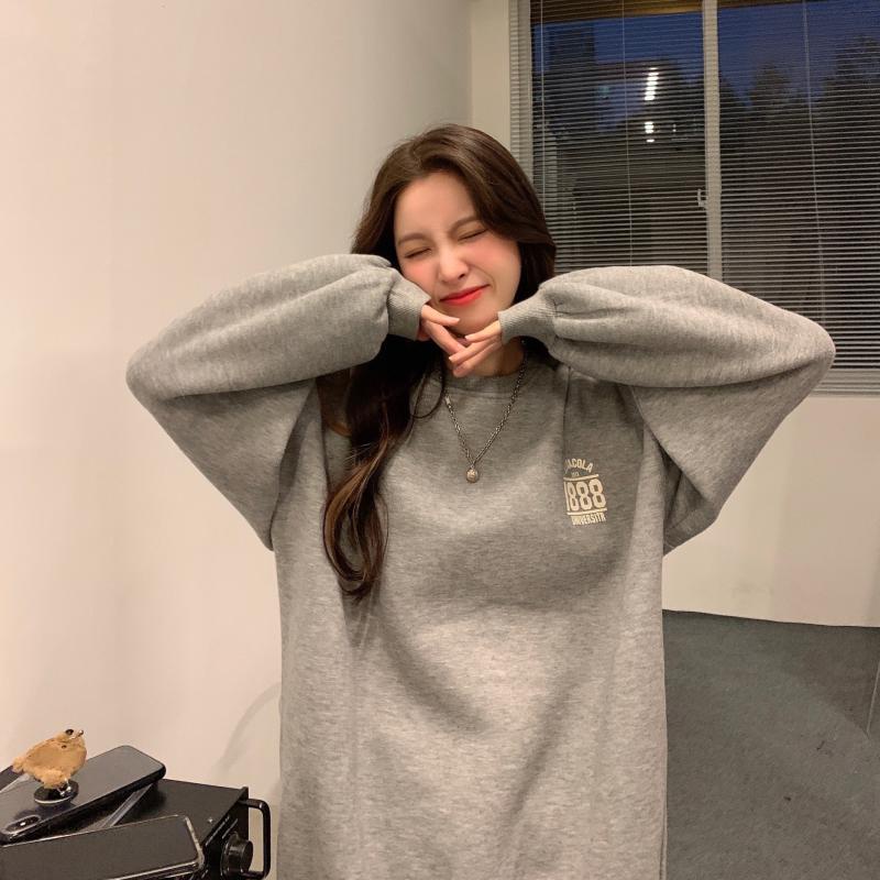 Áo sweater nữ tay dài màu trơn đơn giản thời trang phong cách Hàn Quốc