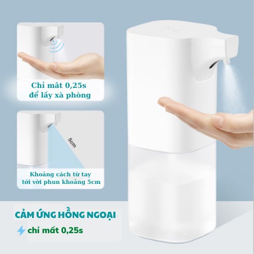 Bình xịt xà phòng rửa tay tự động, máy lấy xà bông cảm biến hồng ngoại 350ml