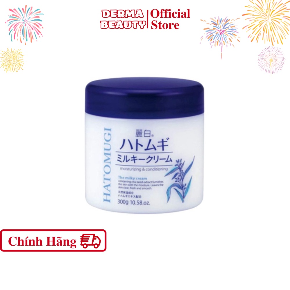 Kem Dưỡng Ẩm Hatomugi Ý Dĩ Trắng Da Mềm Mại Tươi Sáng Cấp Ẩm Chuyên Sâu Với Hyaluronic Acid Size 300ml - Derma Beauty