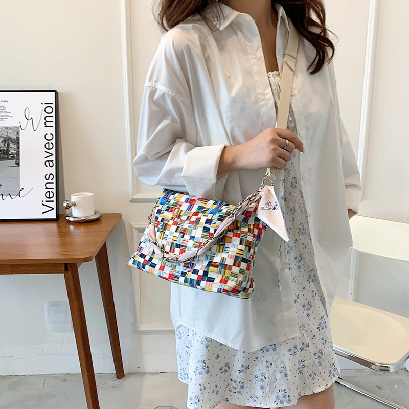 Túi Đeo JASMIN NOIR Chéo Hình Gối Phối Dây Xích Thời Trang Cho Nữ