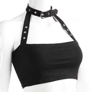 Áo croptop phối choker cổ yếm