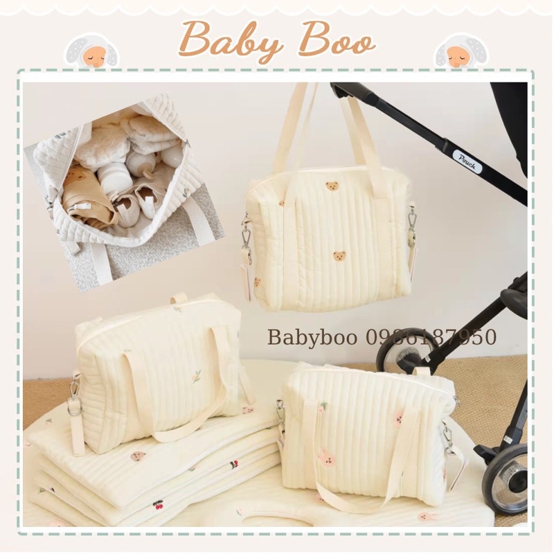 Túi bỉm sữa đa năng thêu hình 32x25cm [ babyboo]