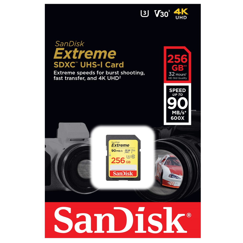 Thẻ nhớ Máy Ảnh SDXC SanDisk Extreme V30 256GB Class 10 UHS-I U3 150MB/s (Vàng)