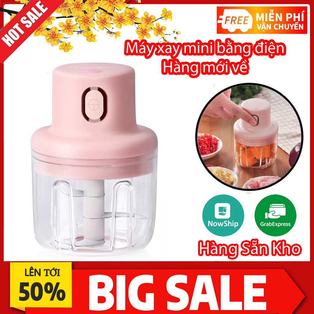 [Mã ELFLASH5 giảm 20K đơn 50K] Máy Xay Tỏi Ớt Mini Cầm Tay Thể Tích 250ml Sạc Bằng Điện Có Cổng Sạc Usb, Dễ Sử Dụng