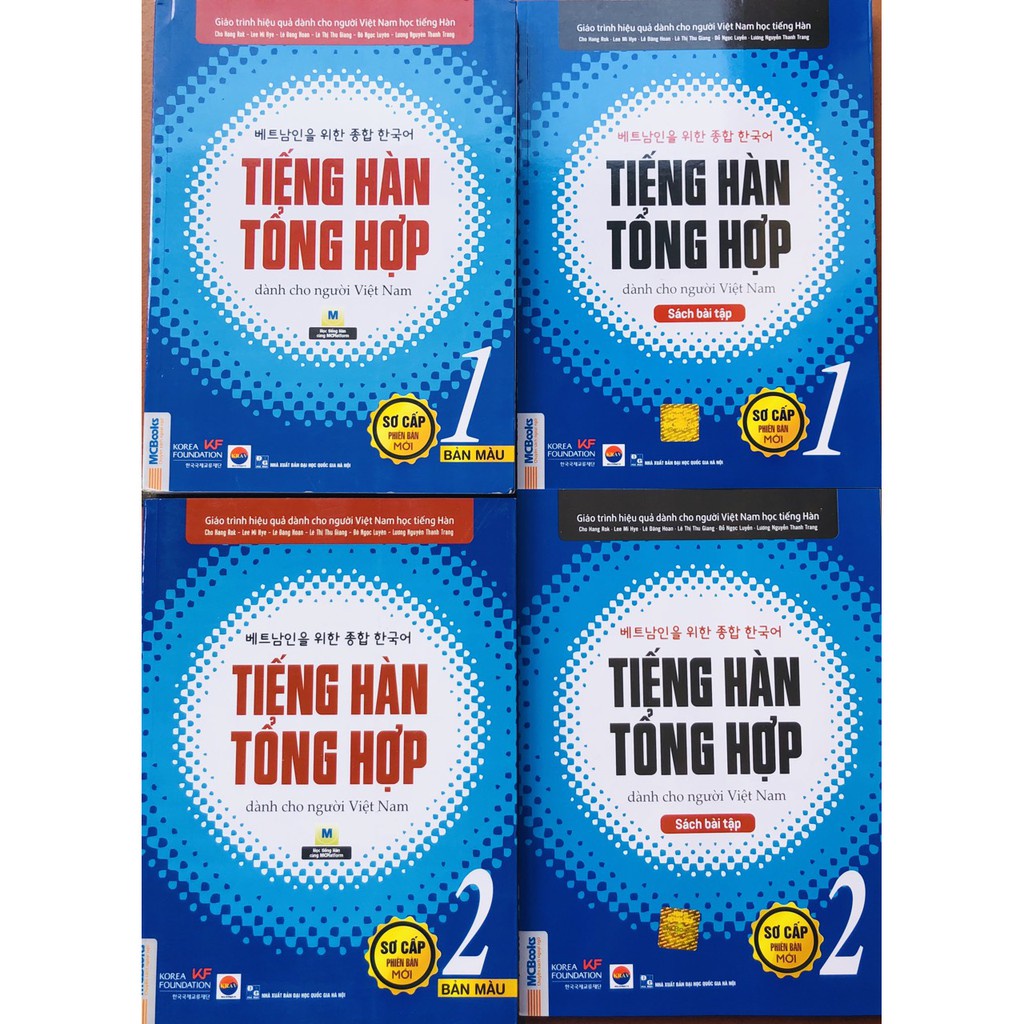 Sách - Combo Tiếng Hàn Tổng Hợp Dành Cho Người Việt Nam Sơ Cấp 1+ 2 (bản 4 màu)Bộ 4 Cuốn SGK+SBT