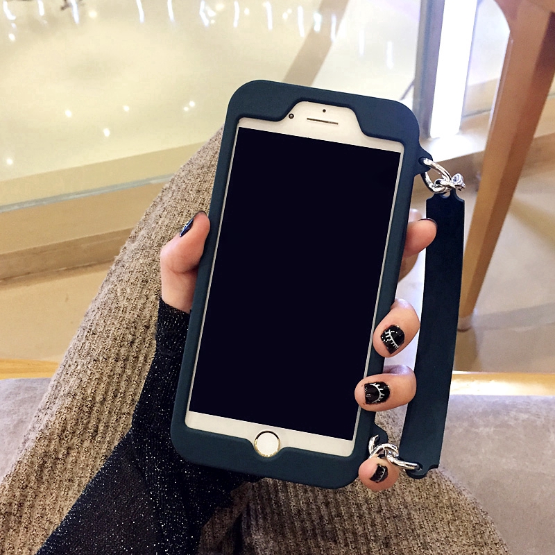 For iPhone XS Max XR11 12 13 Pro 8 7 6S 6 Plus Card Slot Fashion Soft Silicone With Long Chain Case