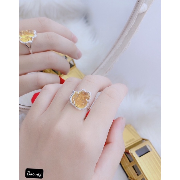 Nhẫn hồ ly viền đá phong thuỷ,Bạc BNP