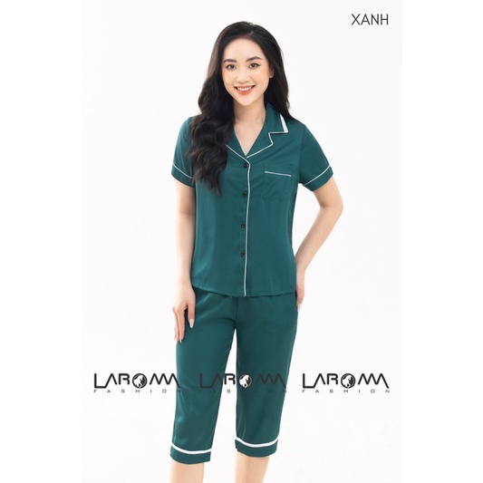 Bộ pijama nữ Laroma trơn lửng, mặc ở nhà chất lụa cao cấp