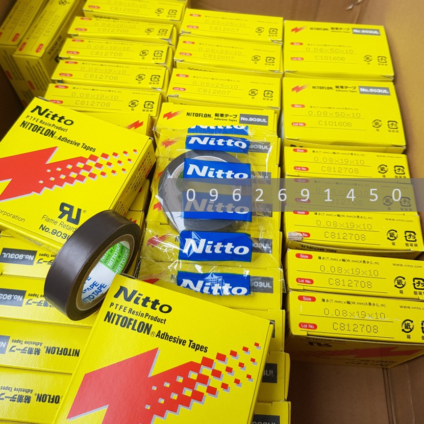 NITTO DENKO 903UL NHẬT BẢN 0.08 x 25 x 10 băng keo chịu nhiệt độ cao, băng keo chống mài mòn , máy hàn kín chịu nhiệt