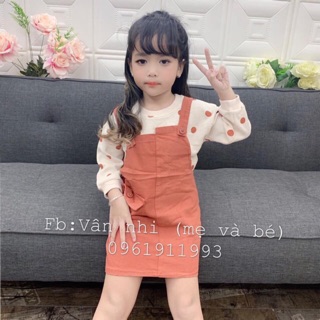 Set áo bi + yếm kaki cho bé gái