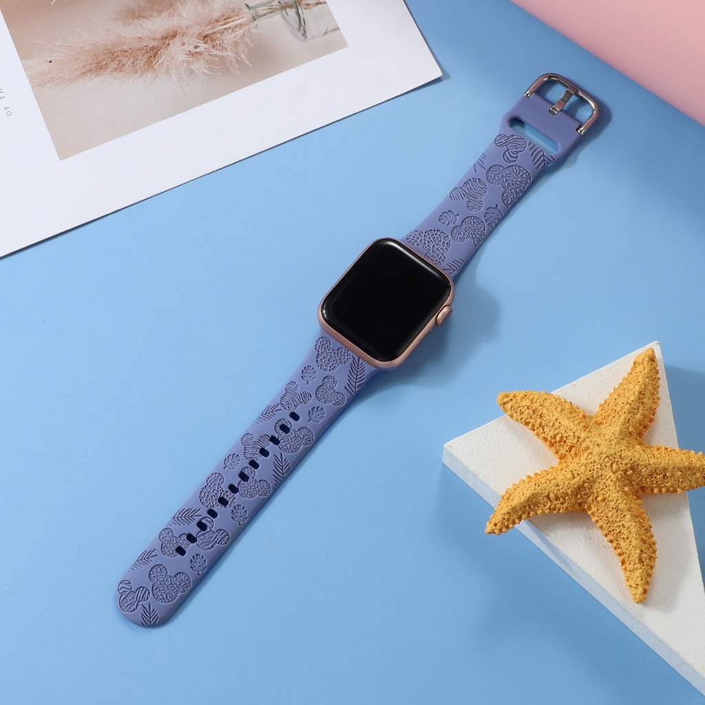 Dây Đeo Đồng Hồ Bằng Silicone Hình Chuột Mickey Hoạt Hình Cho Apple Watch 38mm 40mm 41mm 42mm 44mm 45mm 8 7 6 SE 5 4 3 2 1
