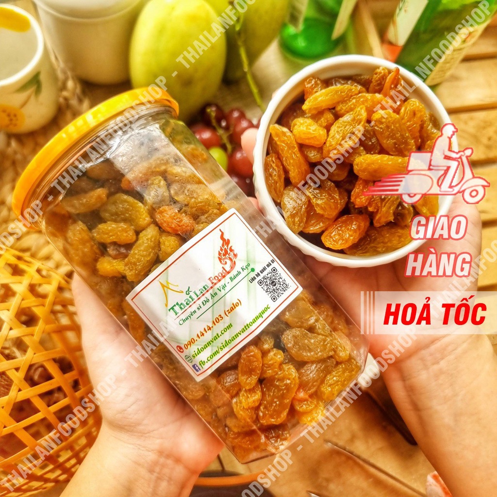 Nho Lion Mỹ Sấy Dẻo Không Đường Trái To Lon 500gr