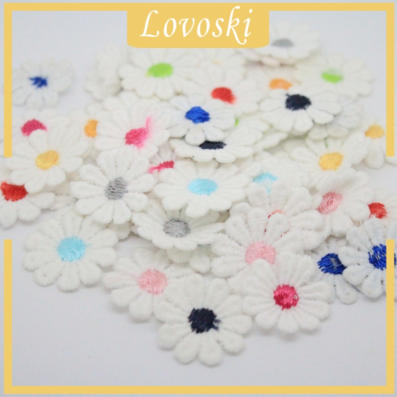 Set 50 Miếng Dán Trang Trí Quần Áo Hình Hoa Cúc Thêu Xinh Xắn