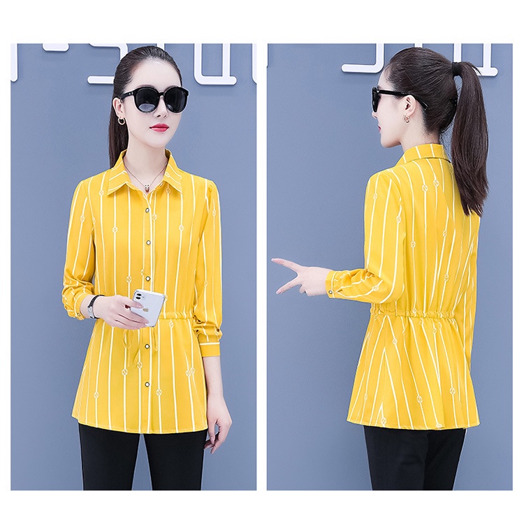 Áo Sơ Mi Voan Kẻ Sọc Dáng Ôm Thời Trang Hàn Quốc Dành Cho Nữ 2022