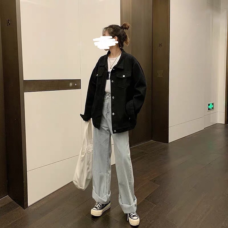 Áo khoác jean đen áo khoác bò