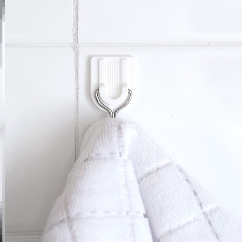 Set 6 Móc Treo Đồ Hình Chữ U Dán Tường Bằng Nhựa Đơn Giản Sáng Tạo Cho Phòng Tắm/Nhà Bếp Giá Đỡ