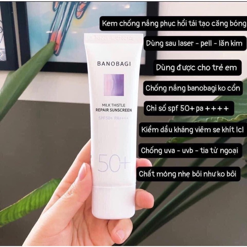 Kem chống nắng phục hồi nâng tông Banobagi Milk Thistle Repair Suncream