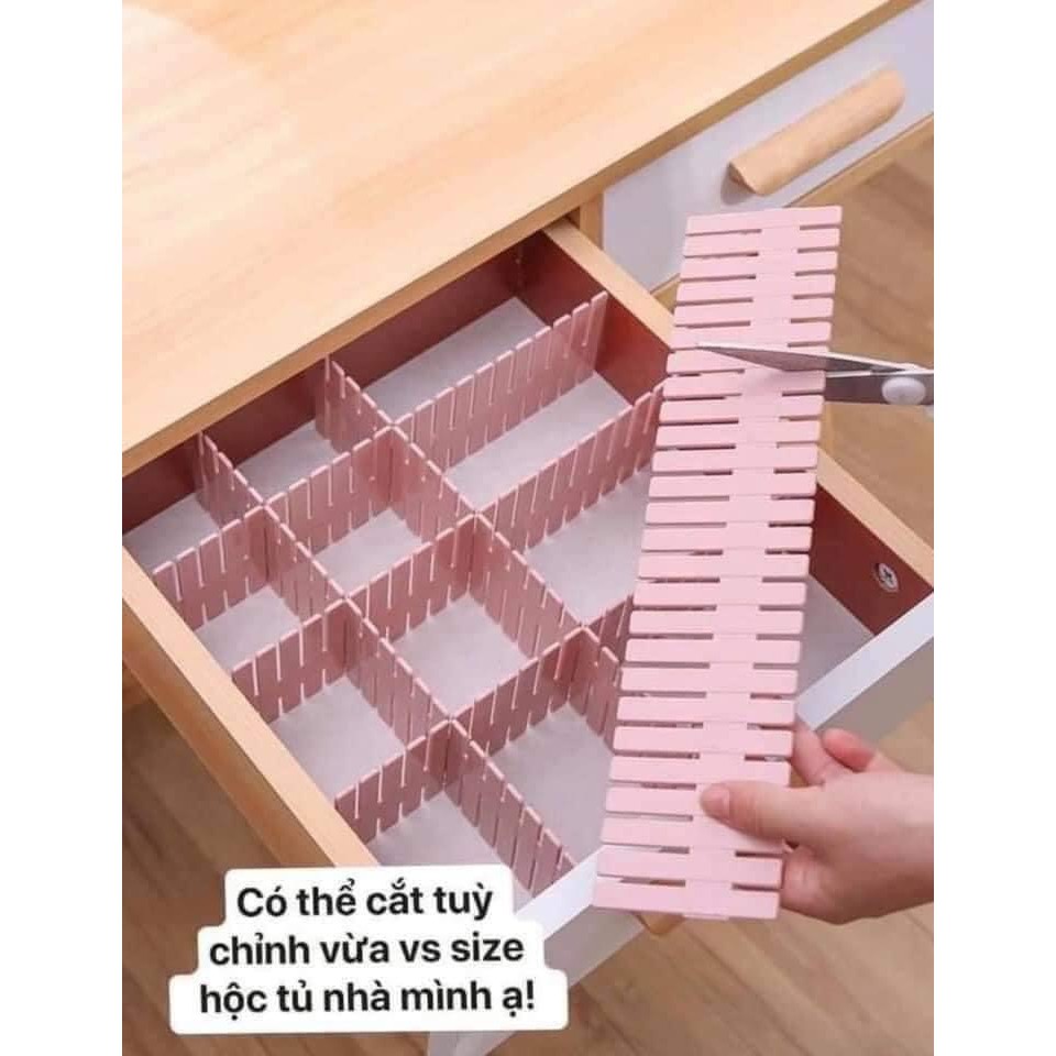 Vách chia ngăn kéo tủ thông minh bằng nhựa, thanh chia ngăn tủ, set 4 thanh ( size 32*7)