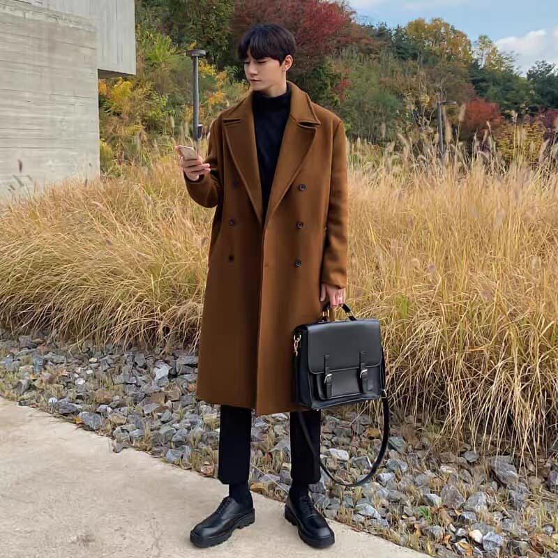 Áo dạ nam dáng dài Hàn Quốc chất đẹp dày mịn