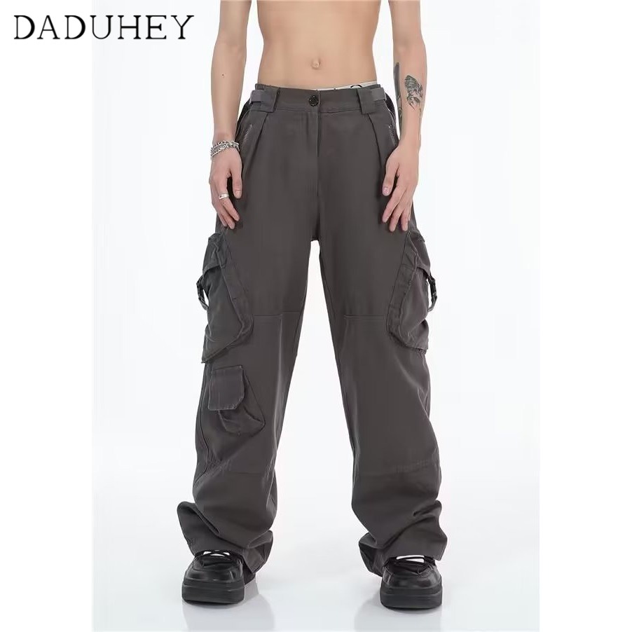 Quần túi hộp dài ống rộng thẳng thiết kế khâu phong cách xuân thu Hàn Quốc Hong Kong 2022 cho nam