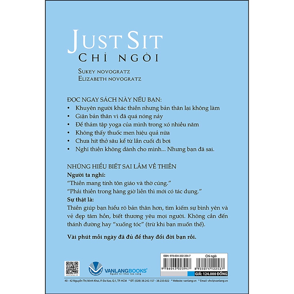Sách - Just Sit - Chỉ Ngồi (Sukey Novogratz, Elizabeth Novogratz- Văn Lang)