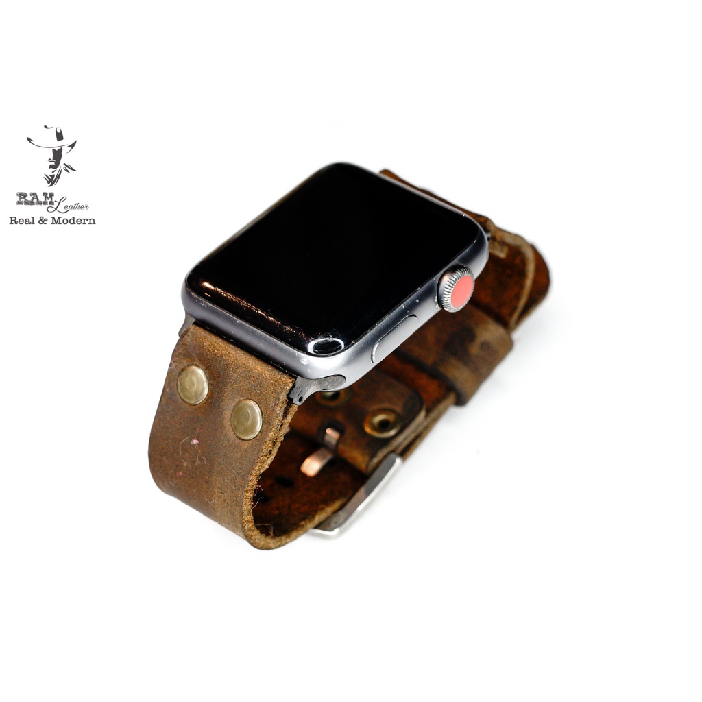 Dây Apple Watch , iWatch , iphone Watch da bò sáp ngựa điên RAM Leather Pilot Rivet