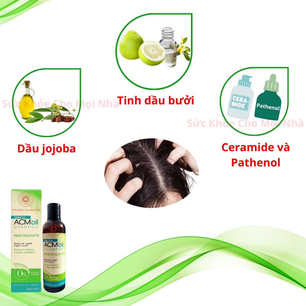 Dầu gội Dermo ACM Oil Shampoo Rinforzante. hỗ trợ tăng dưỡng chất tóc làm sạch da đầu giúp mái tóc chắc khỏe