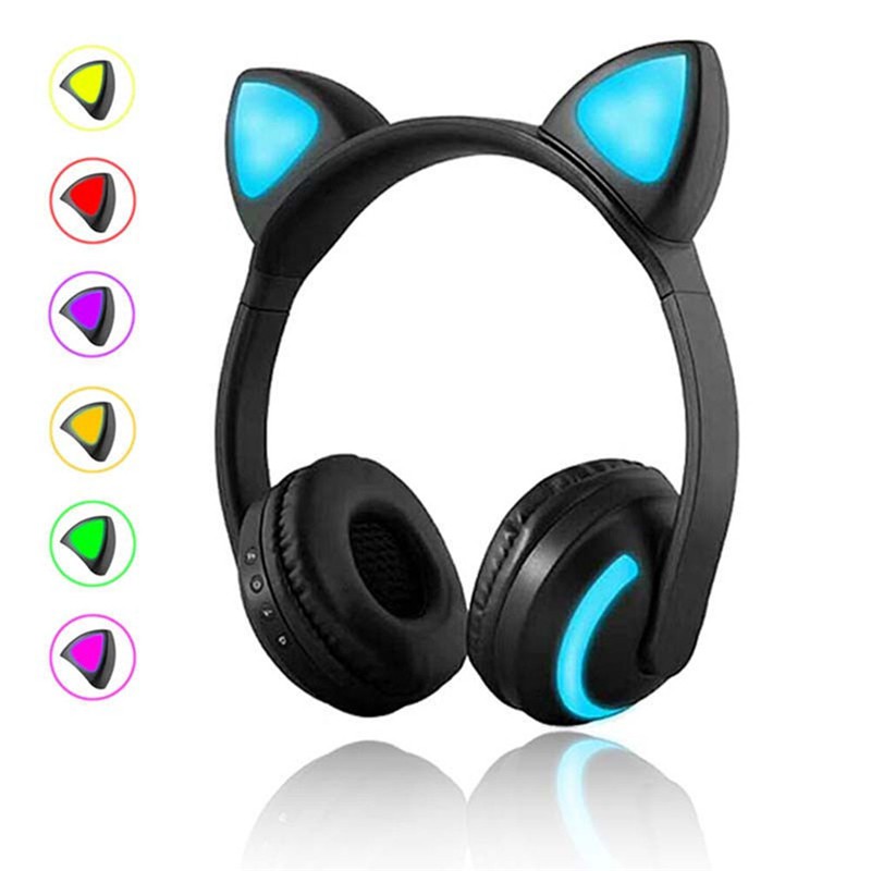 Tai nghe chơi game Bluetooth không dây Bluetooth Tai nghe có thể gập lại bằng tai mèo