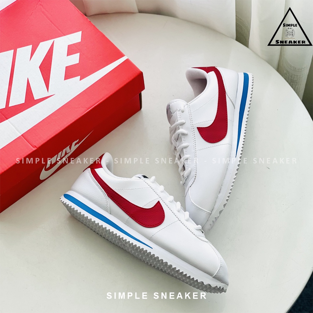 Giày Nike Cortez Auth FREESHIP Giày Thể Thao Nike Chính Hãng - Cortez OG White Red - Simple Sneaker