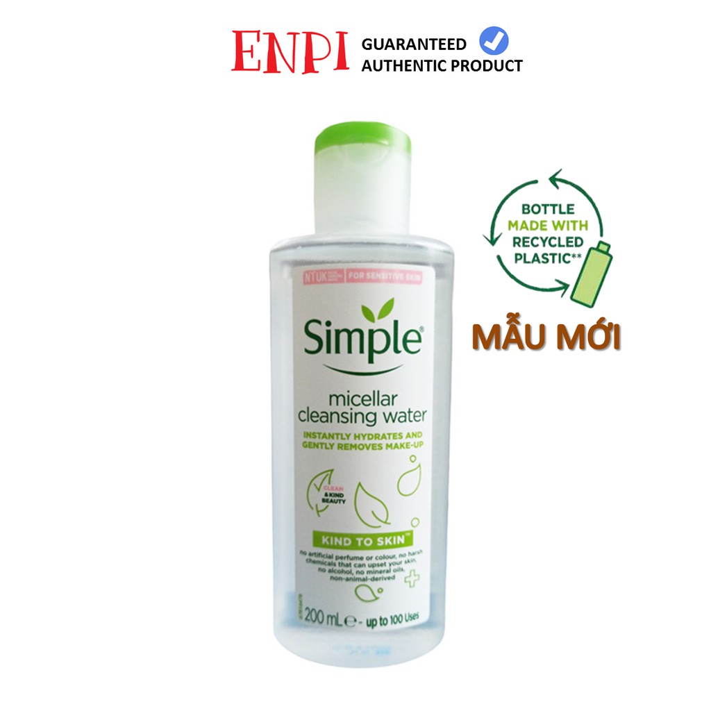 [Mã SKAMPUSHA9 giảm 8% đơn 250K] Nước tẩy trang Simple Micellar Cleansing Water