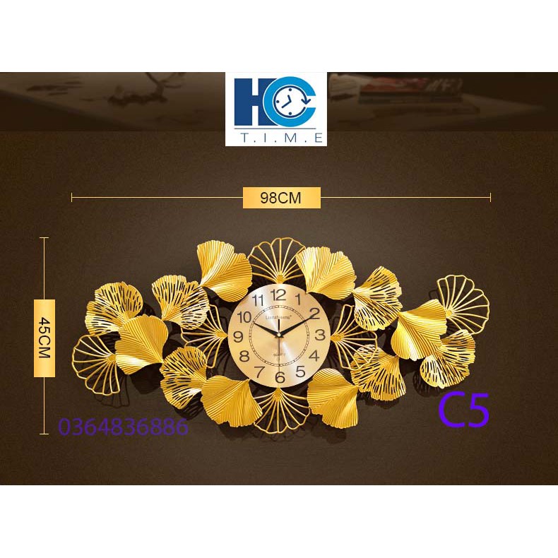 Đồng hồ treo tường trang trí decor C5 kích thước 100x45 cm