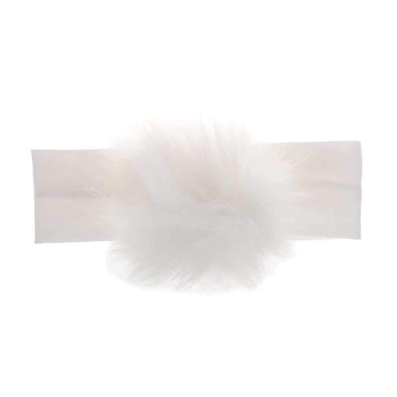 Băng Đô Đính Lông Giả Bằng Vải Cotton Co Giãn Cho Bé Gái