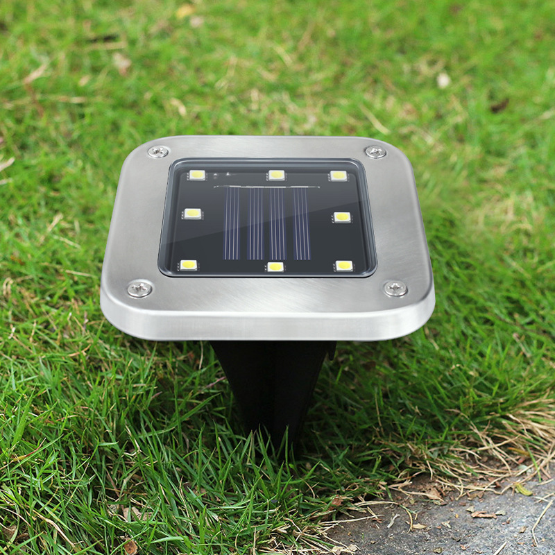 Solar 8 LED Outdoor Light Square Underground Light Waterproof Garden Park Courtyard Path Decorative Inground Lighting