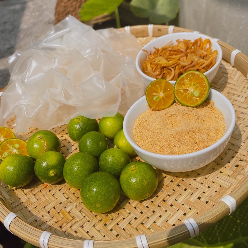 COMBO 500G BÁNH TRÁNG PHƠI SƯƠNG + 100G MUỐI NHUYỄN + 100G HÀNH PHI + TẮC