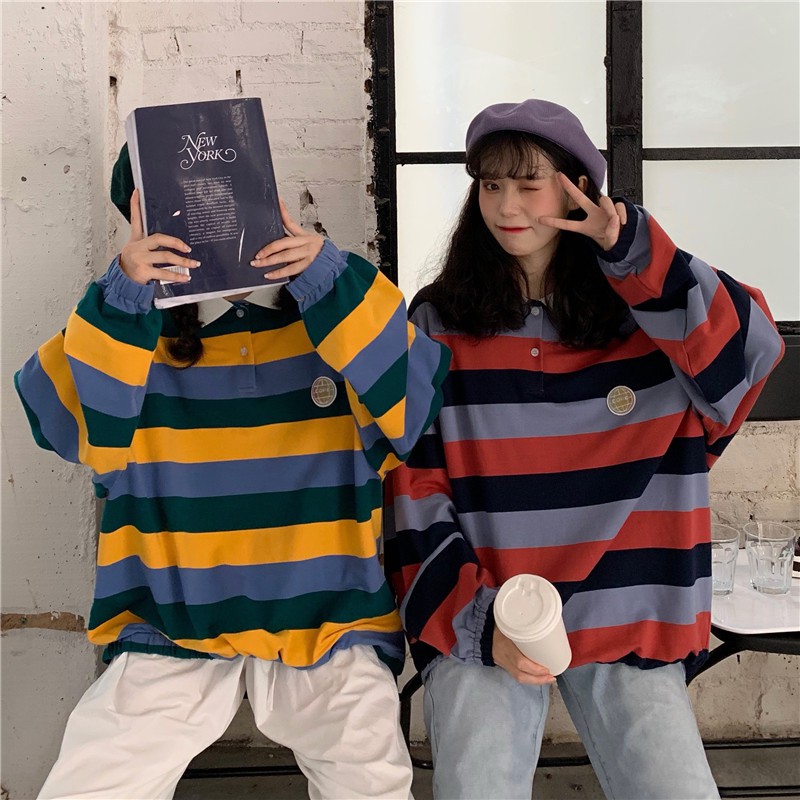 Đầm nữ dài tay cổ bẻ form rộng thời trang Hàn | BigBuy360 - bigbuy360.vn