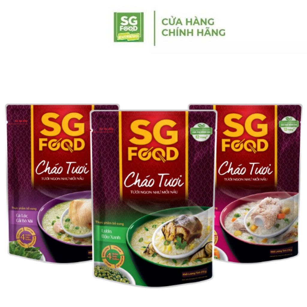 Lốc 32 - Combo 3 Cháo Tươi Sài Gòn Food 270g Sườn Non, Lươn, Cá Lóc